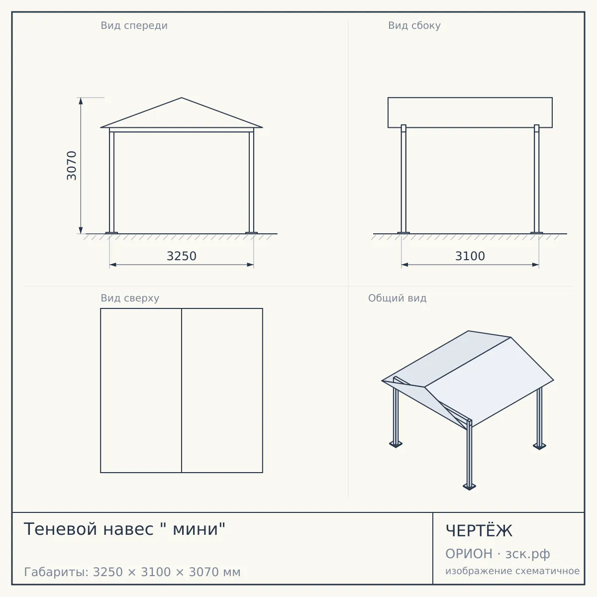 Теневой навес " мини" — чертёж